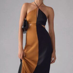 Anthropologie Significant Other Halter Colorblock Cutout Maxi Dress